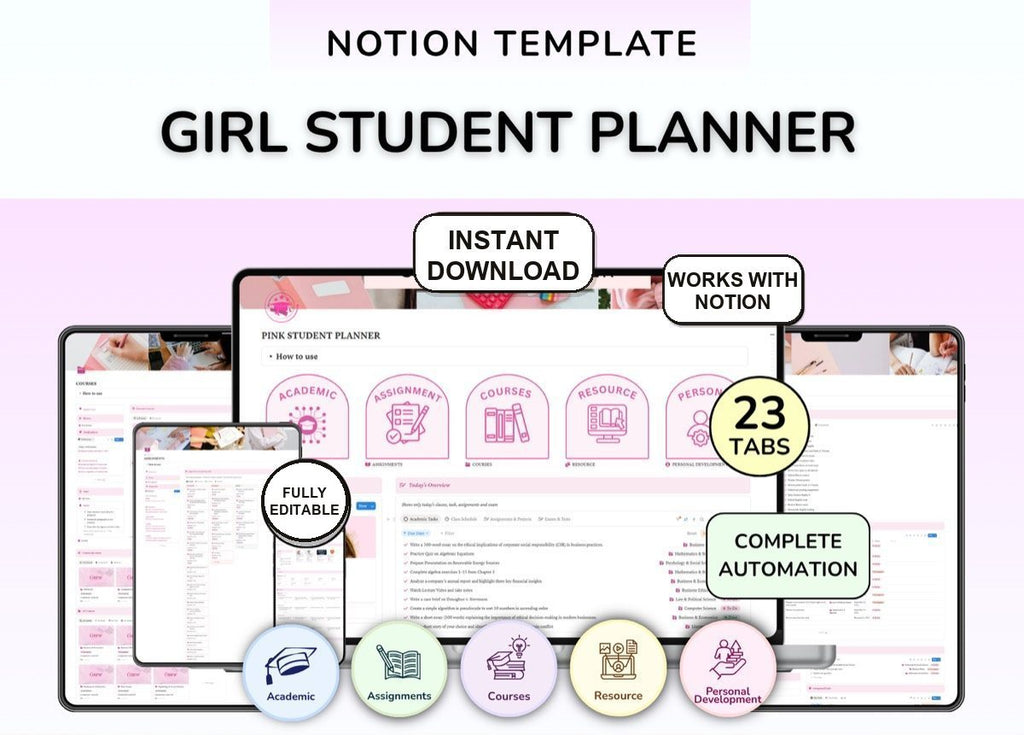 Pink Notion Girl Planner