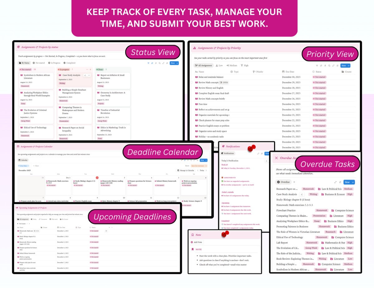 Pink Notion Girl Planner